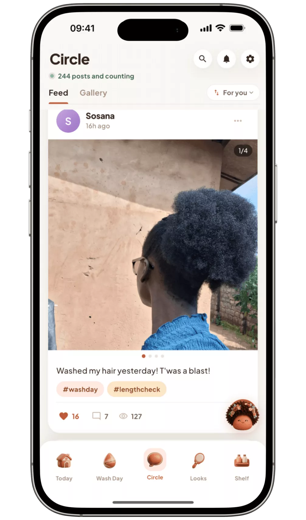 The Circle feed showing posts and replies from members.