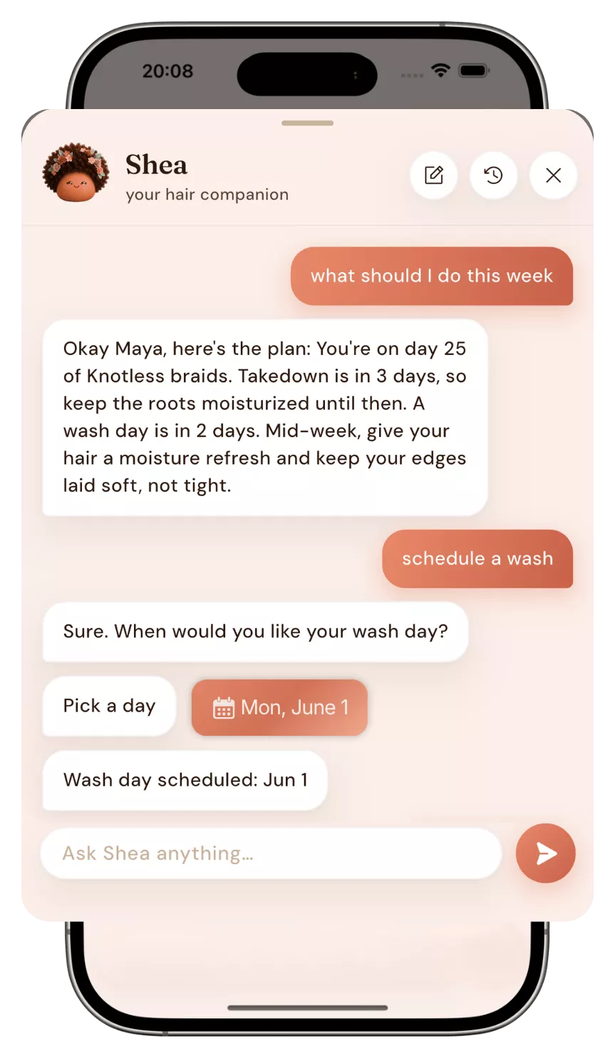 Shea hair companion chat